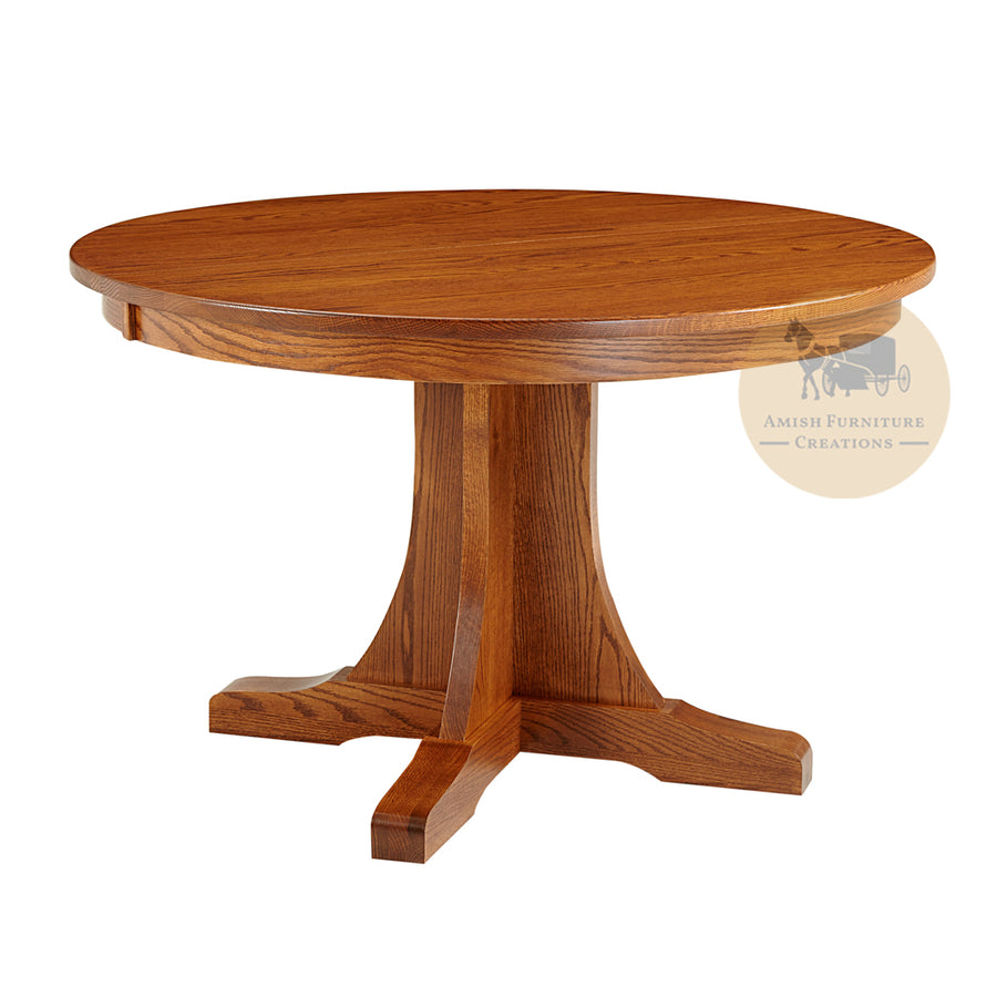 Amish made Old Mission Pedestal Table in Solid Oak | Amish Furniture Creations ™