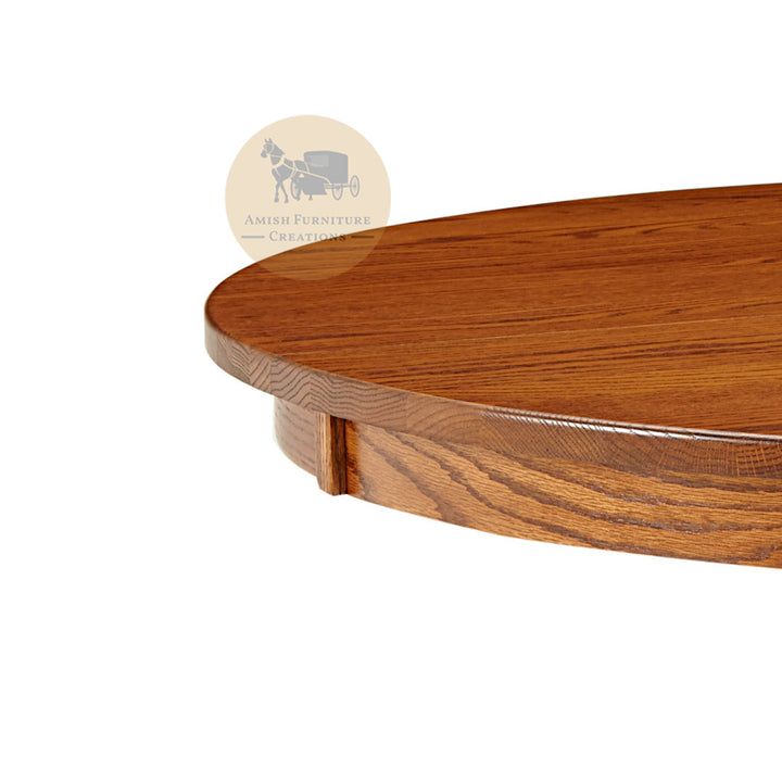 Amish made Old Mission Pedestal Table edge detail in Solid Oak | Amish Furniture Creations ™
