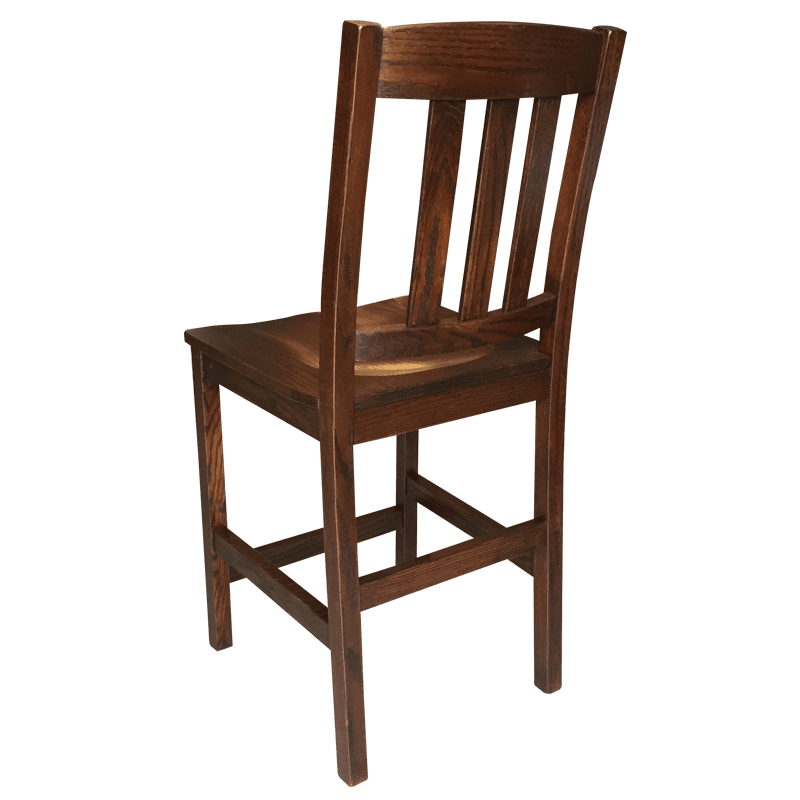 Amish made Old Mission 24" Barstool with Wood Seat in Solid Oak | Amish Furniture Creations ™