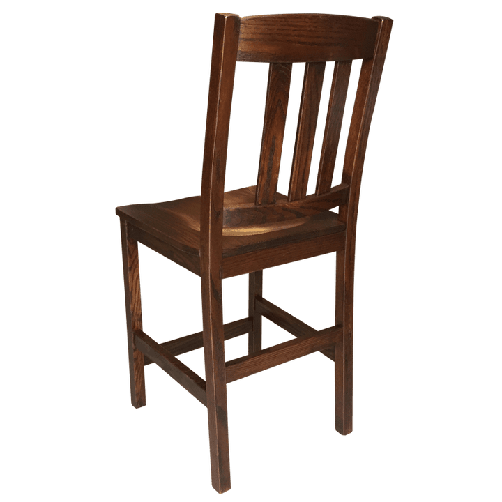 Amish made Old Mission 24" Barstool with Wood Seat in Solid Oak | Amish Furniture Creations ™