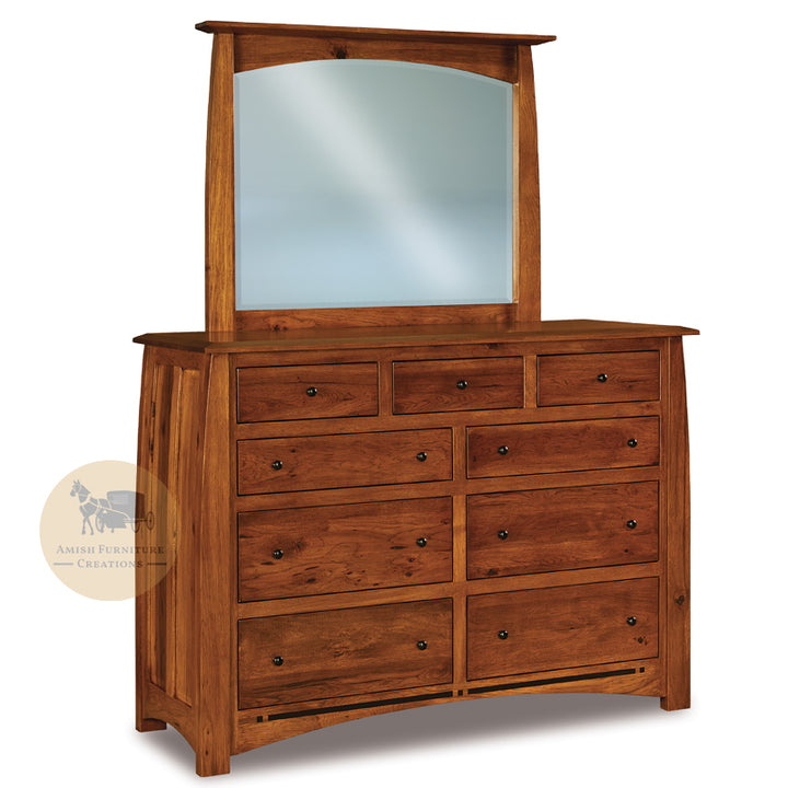 Boulder Creek Rustic Hickory 9 Drawer Dresser & Mirror | Amish Furniture Creations ™