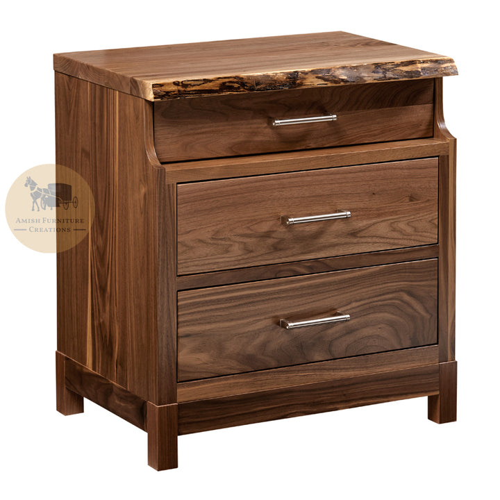 Westmere Live Edge 3 Drawer Nightstand | Amish Furniture Creations ™