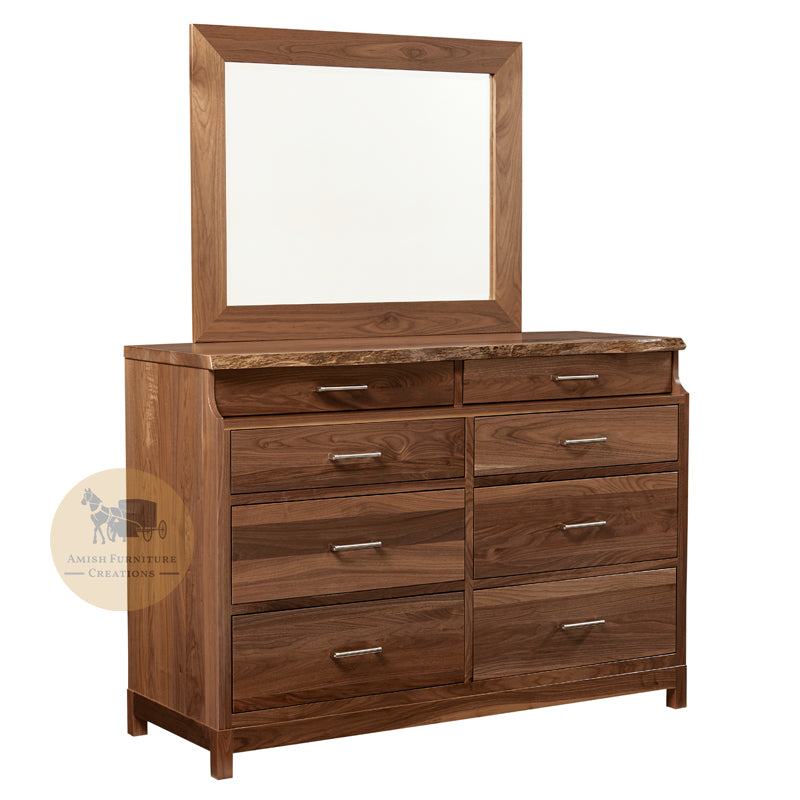 Westmere Live Edge 8 Drawer Dresser with Mirror | Amish Furniture Creations ™