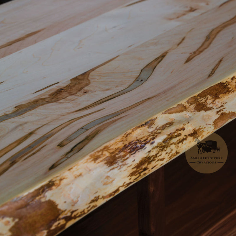 Amish made Legacy 60" Entertainment Console detail of Live Edge | Amish Furniture Creations™