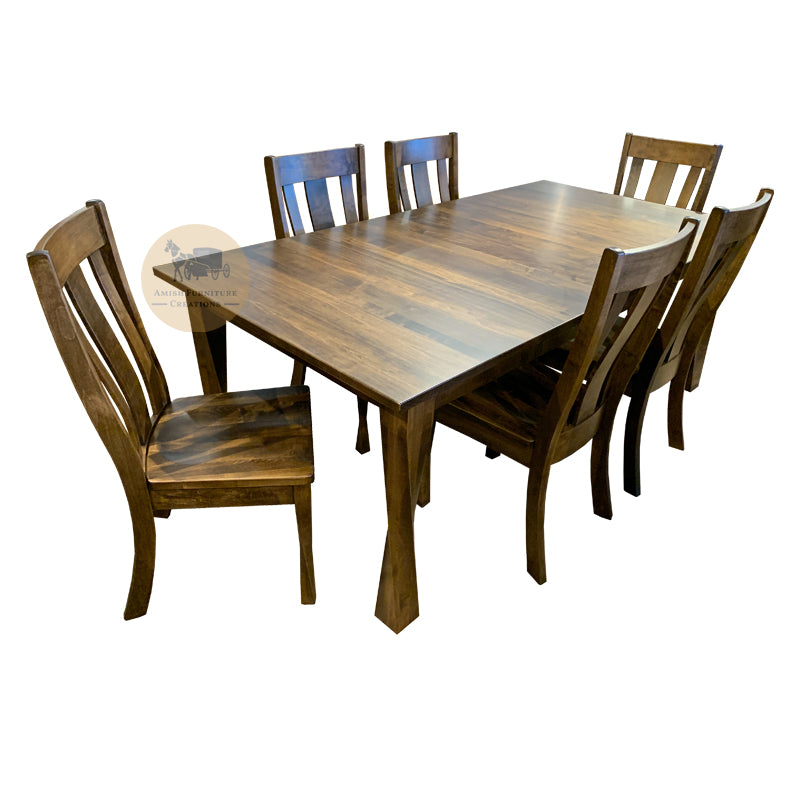 Lake Tahoe Twisty Leg Table set in Solid Brown Maple | Amish Furniture Creations ™
