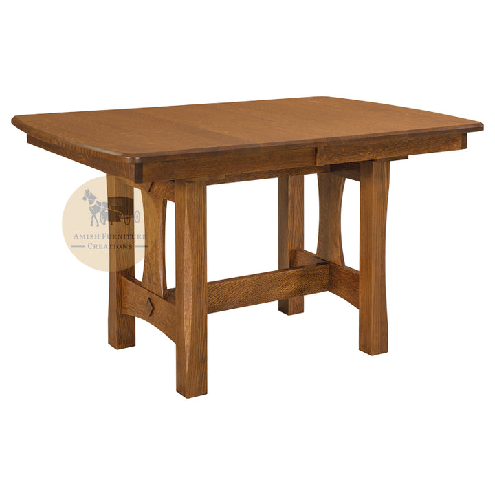 Amish made Sheridan Trestle Table in Solid Oak | Amish Furniture Creations ™