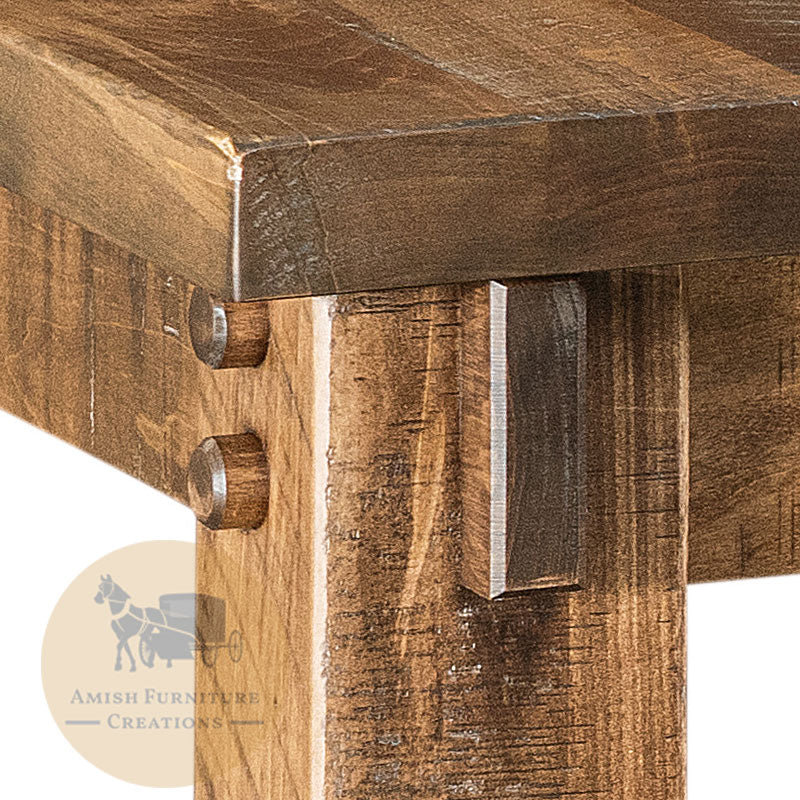 Thick top corner detail Homestead Leg Table in Solid Brown Maple | Amish Furniture Creations ™